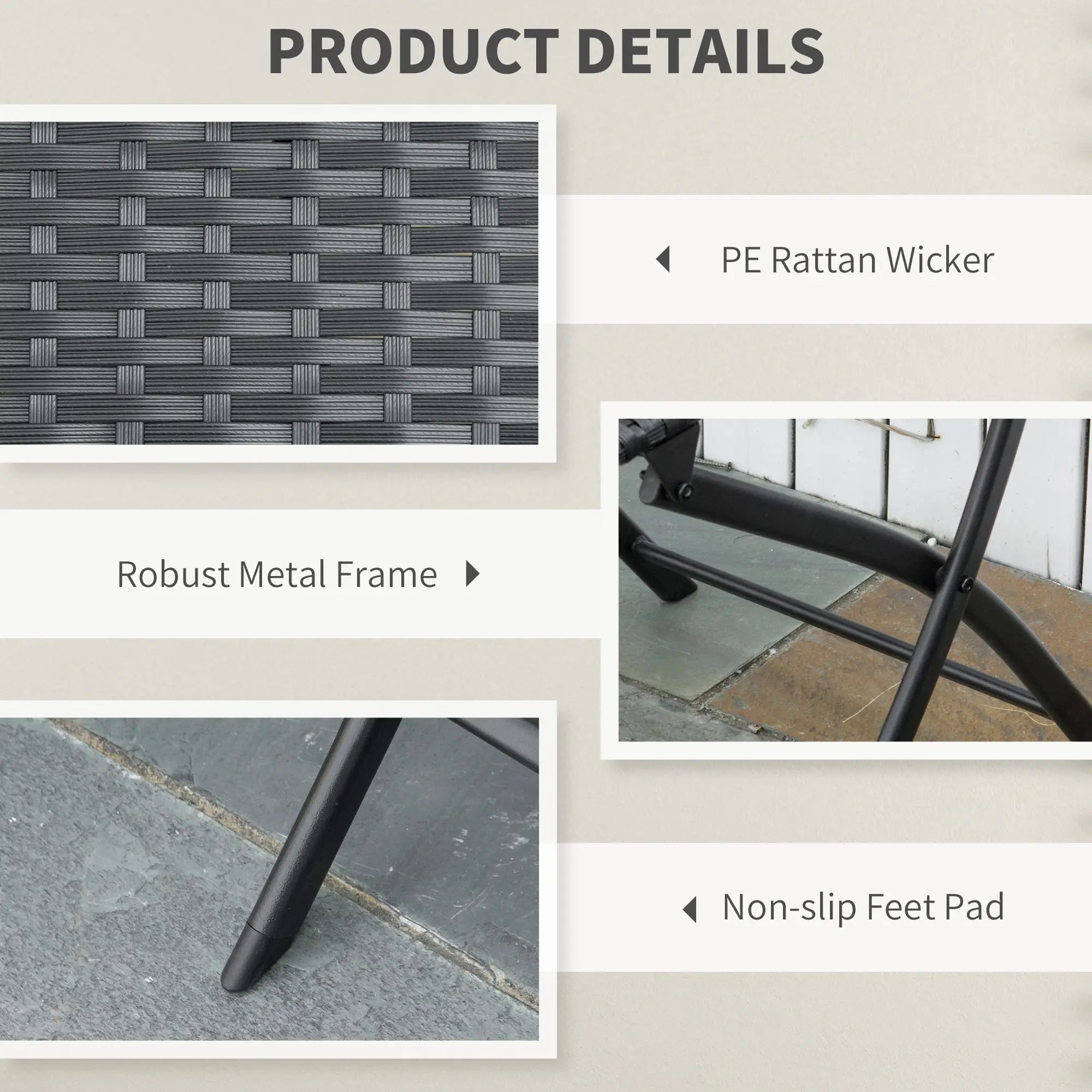 3-Piece Outdoor Folding Rattan Bistro Set, Mixed Brown, Brown Bistro Sets at Gallery Canada