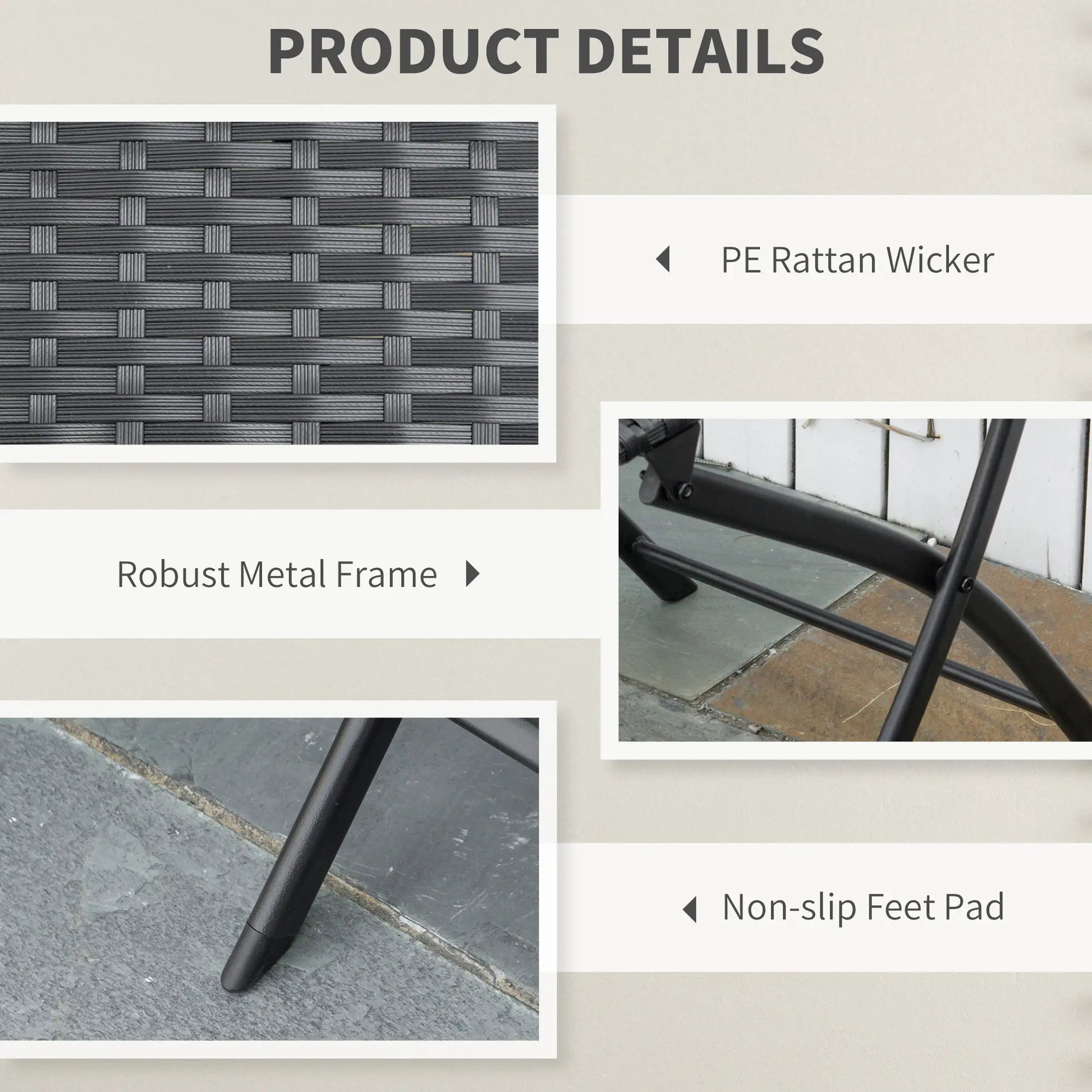 3-Piece Outdoor Folding Rattan Bistro Set, Mixed Brown, Brown Bistro Sets at Gallery Canada