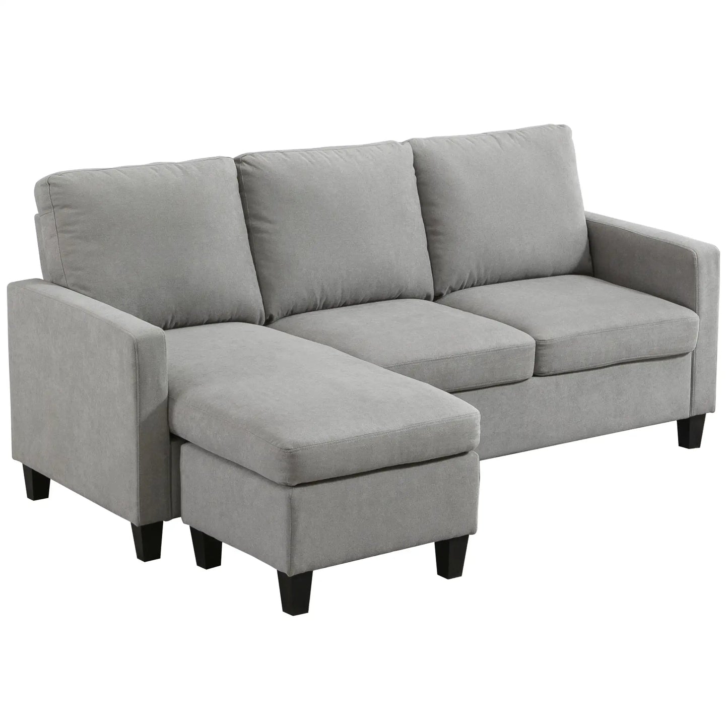 L-Shape Sectional Sofa with Ottoman, Modern Living Room Couch, Light Grey 3-Seater Sofas at Gallery Canada