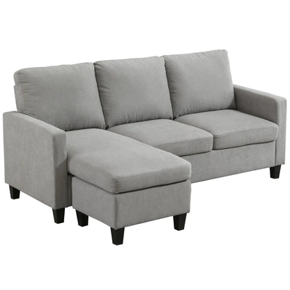 L-Shape Sectional Sofa with Ottoman, Modern Living Room Couch, Light Grey 3-Seater Sofas at Gallery Canada