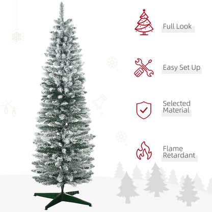 6ft Pencil Artificial Christmas Tree, Snow Flocked Branches, Green Artificial Christmas Trees at Gallery Canada
