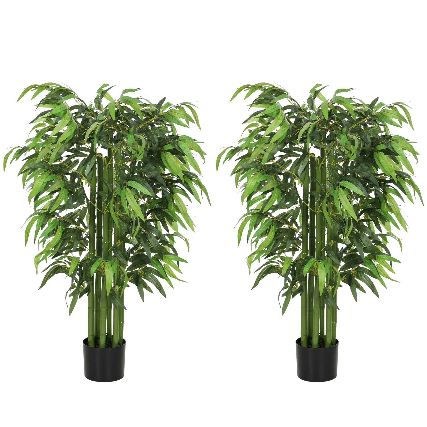 4.6FT Artificial Bamboo Tree Set, Decorative Faux Plant In Nursery Pot