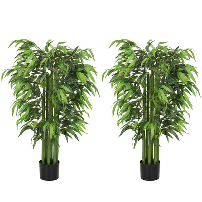 4.6FT Artificial Bamboo Tree Set, Decorative Faux Plant In Nursery Pot