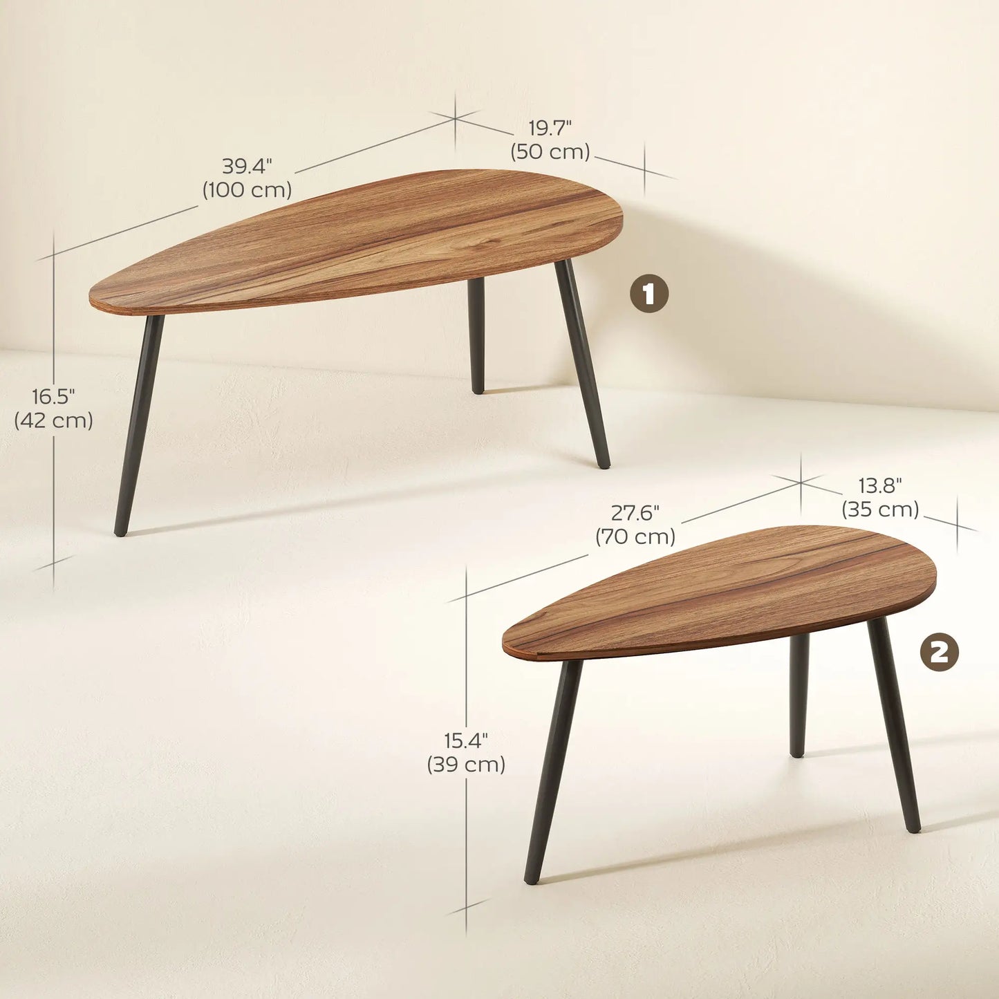 2 Pc Coffee Table Set, Industrial Nest Tables, Steel Legs, Brown Coffee Tables at Gallery Canada