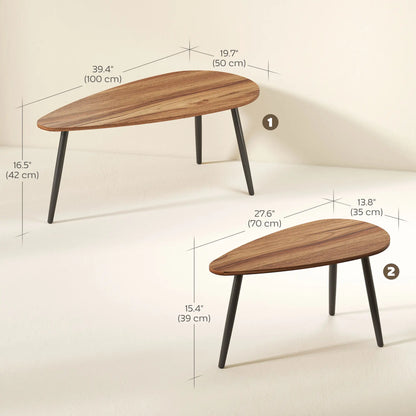 2 Pc Coffee Table Set, Industrial Nest Tables, Steel Legs, Brown Coffee Tables at Gallery Canada