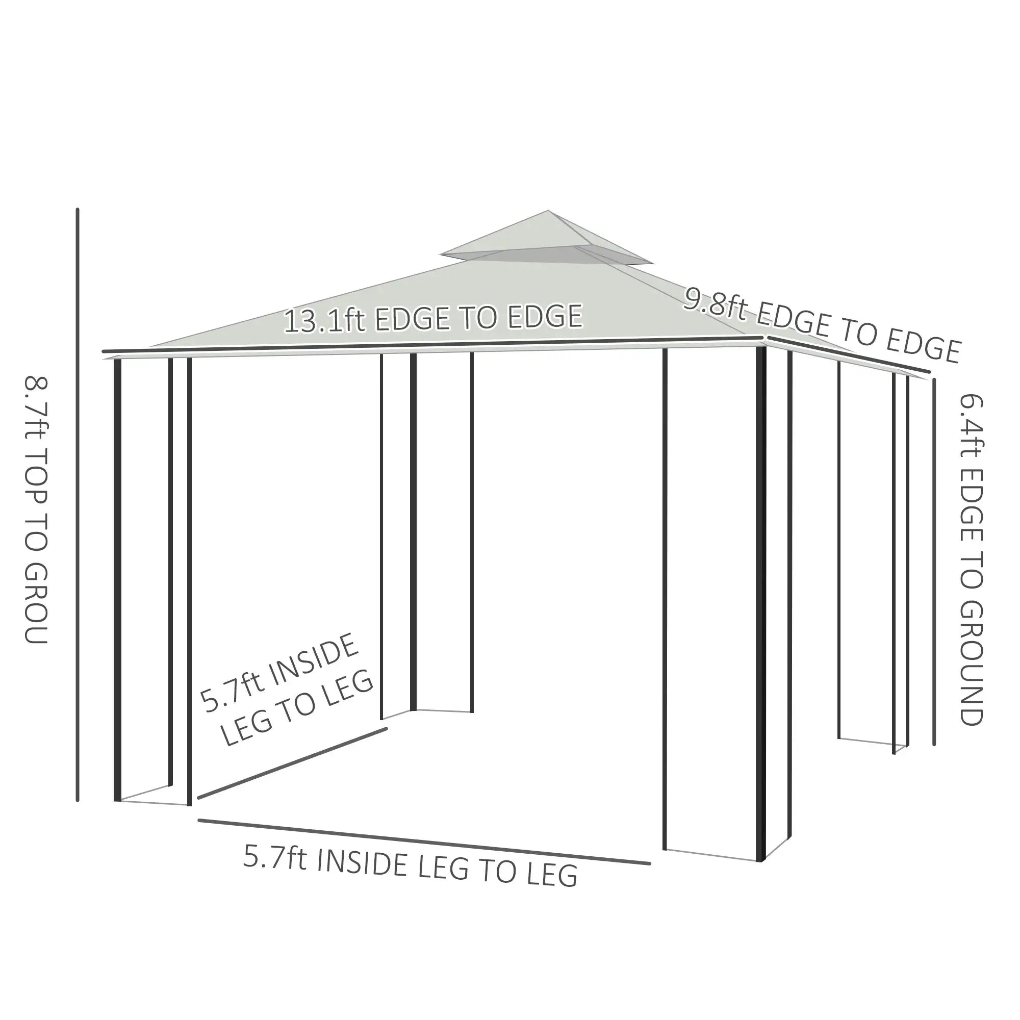 13' x 10' Soft-top Gazebo Patio Steel Canopy Portable Party Event with Double Canopy Roof, Curtains, Cream White Gazebos at Gallery Canada