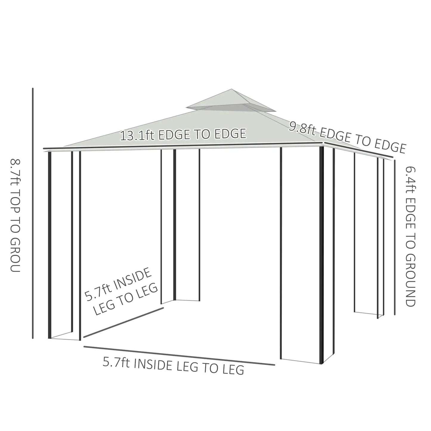 13' x 10' Soft-top Gazebo Patio Steel Canopy Portable Party Event with Double Canopy Roof, Curtains, Cream White Gazebos at Gallery Canada