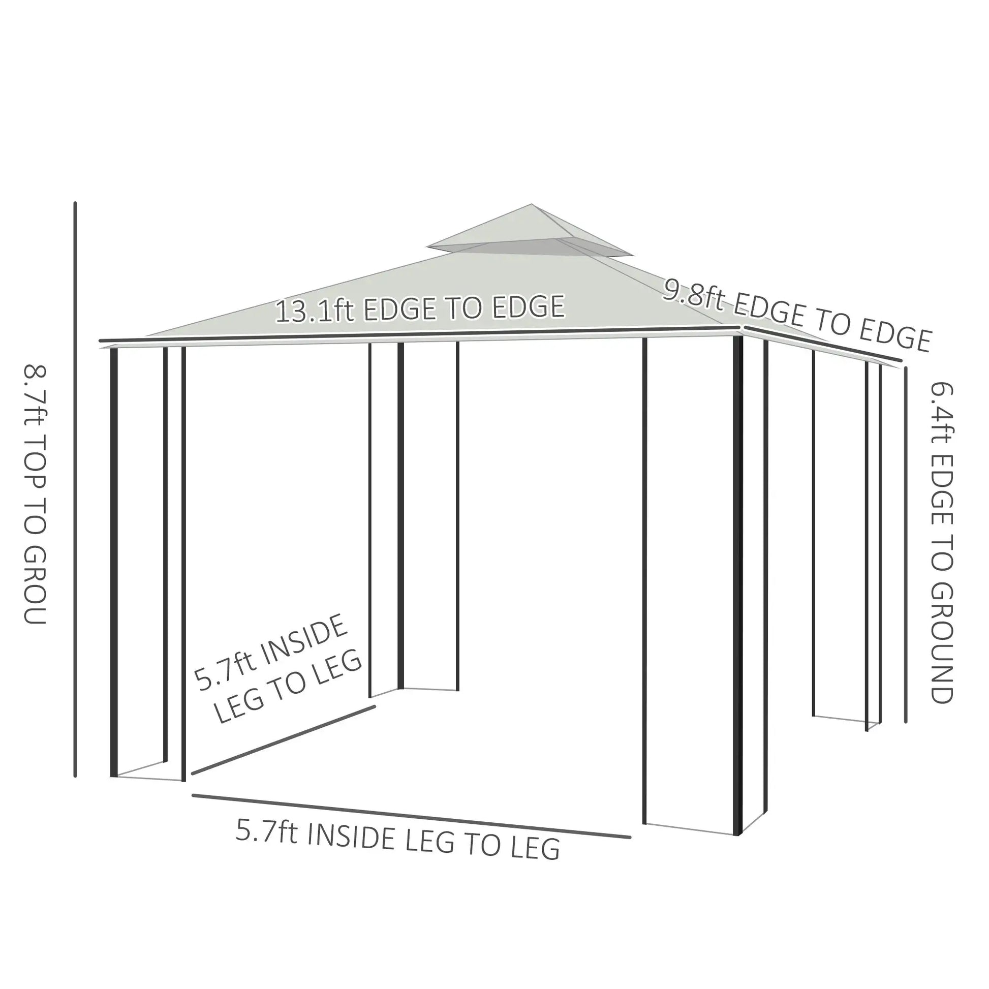 13' x 10' Soft-top Gazebo Patio Steel Canopy Portable Party Event with Double Canopy Roof, Curtains, Cream White Gazebos at Gallery Canada