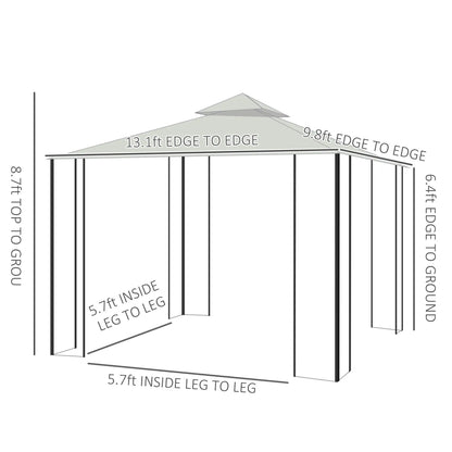 13' x 10' Soft-top Gazebo Patio Steel Canopy Portable Party Event with Double Canopy Roof, Curtains, Cream White Gazebos at Gallery Canada