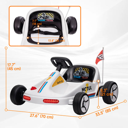 6V Electric Go Kart for Kids, Music Light Horn, White Electric Ride On Toys at Gallery Canada