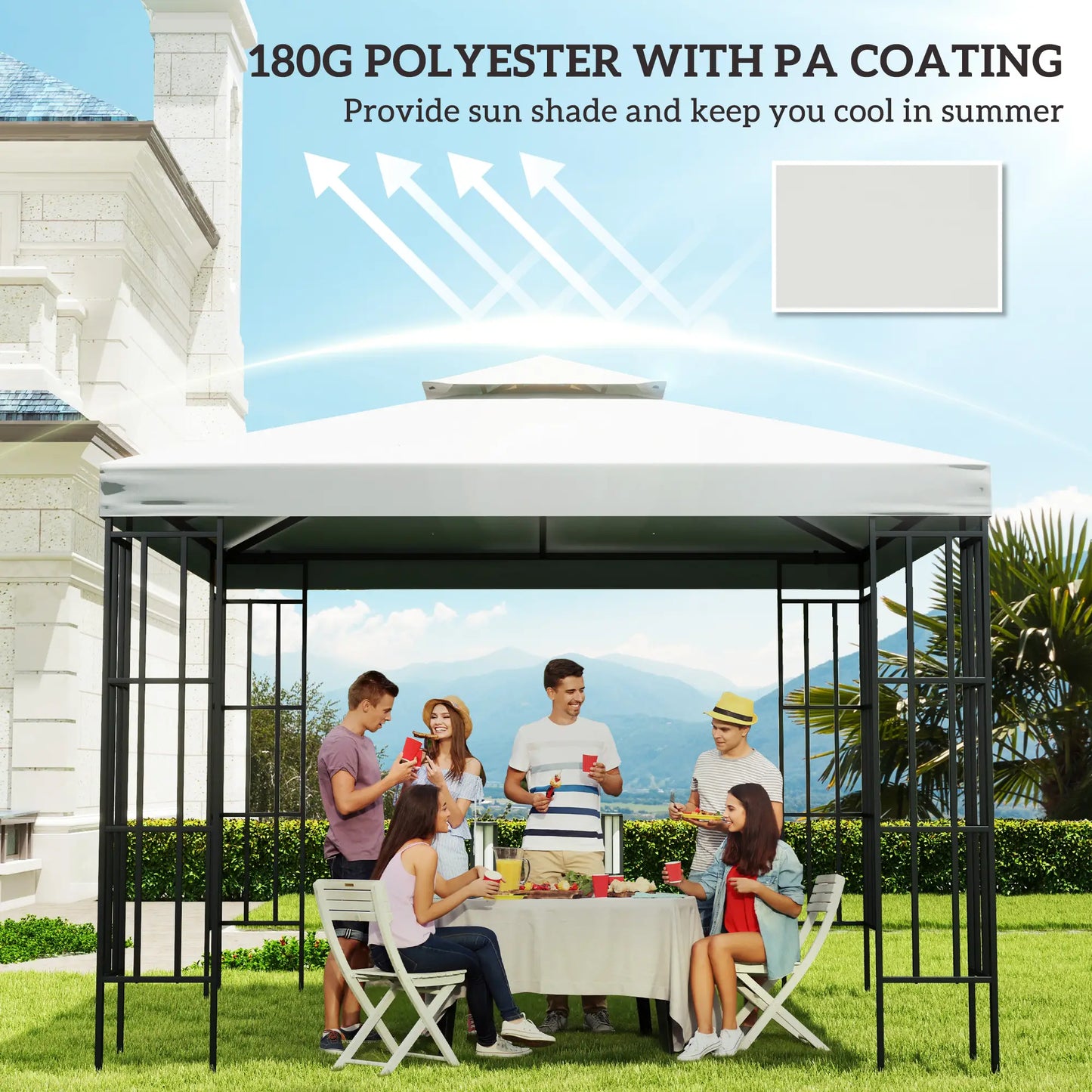 10' x 10' Square 2-Tier Gazebo Canopy, Cream White Gazebo Canopy Replacement at Gallery Canada