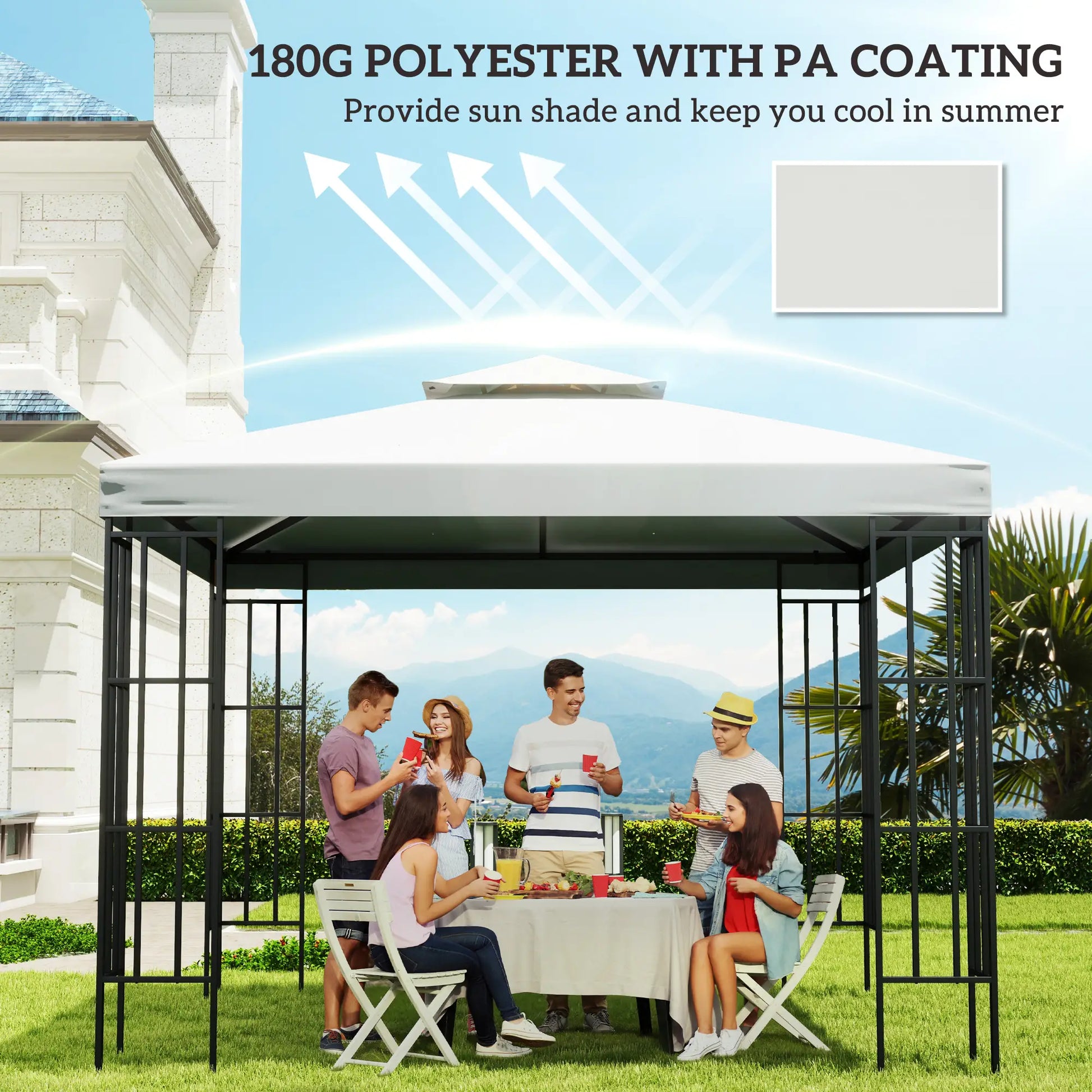 10' x 10' Square 2-Tier Gazebo Canopy, Cream White Gazebo Canopy Replacement at Gallery Canada