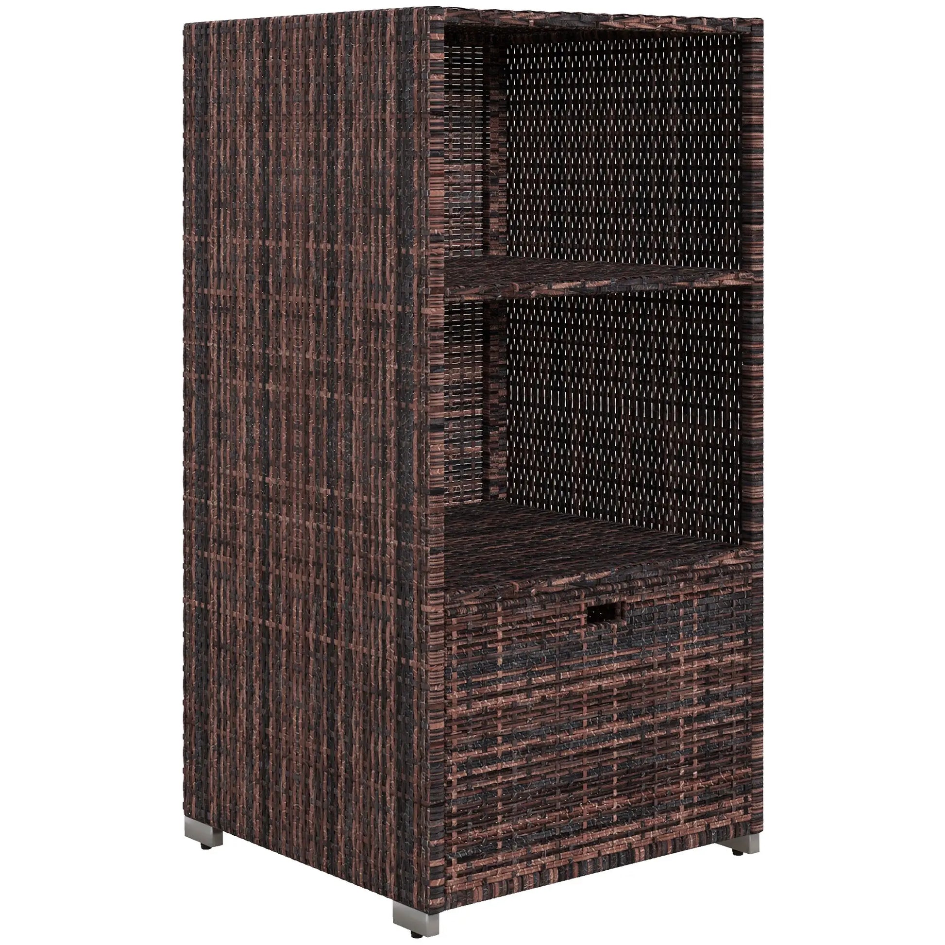 Outdoor Storage Cabinet, Rattan Wicker Pool Towel Organizer, Mixed Brown, Brown Patio Storage Boxes at Gallery Canada