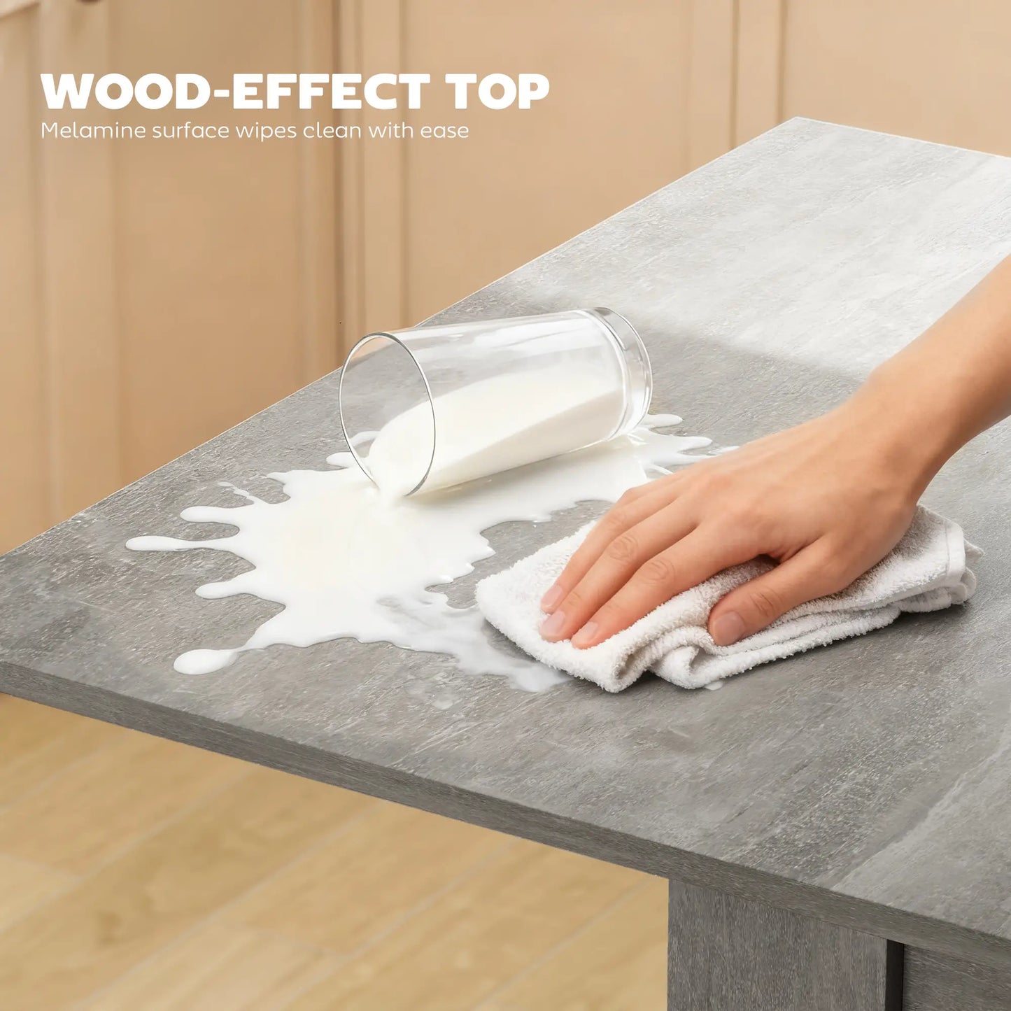 55 Inch Extendable Dining Table for 4-6 Person, Kitchen Table, Grey Dining Tables at Gallery Canada