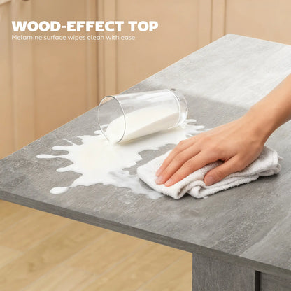 55 Inch Extendable Dining Table for 4-6 Person, Kitchen Table, Grey Dining Tables at Gallery Canada