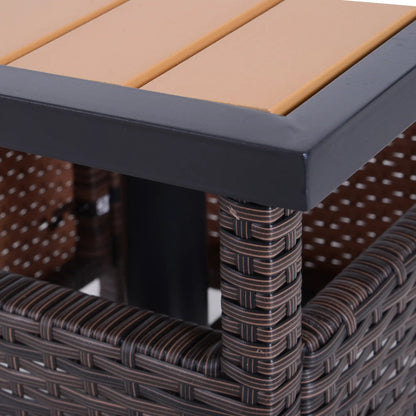 22" Square Steel Rattan Table, Umbrella Hole, Outdoor Patio, Brown Patio Side Tables at Gallery Canada