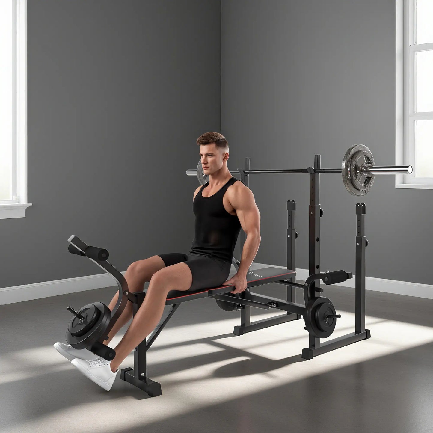 Weight Bench with Barbell Rack, Preacher Curl, Leg Curl Machine Weight Benches at Gallery Canada