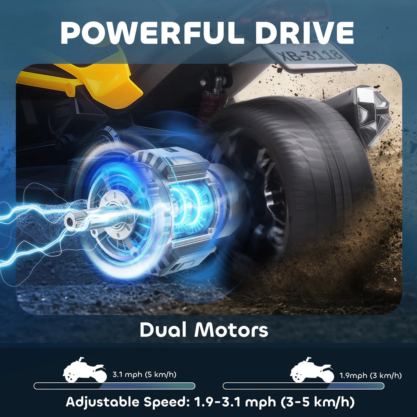 12V Kids Ride On ATV, MP3 Player, LED Lights, Ages 3-8, Yellow Electric Ride On Toys at Gallery Canada