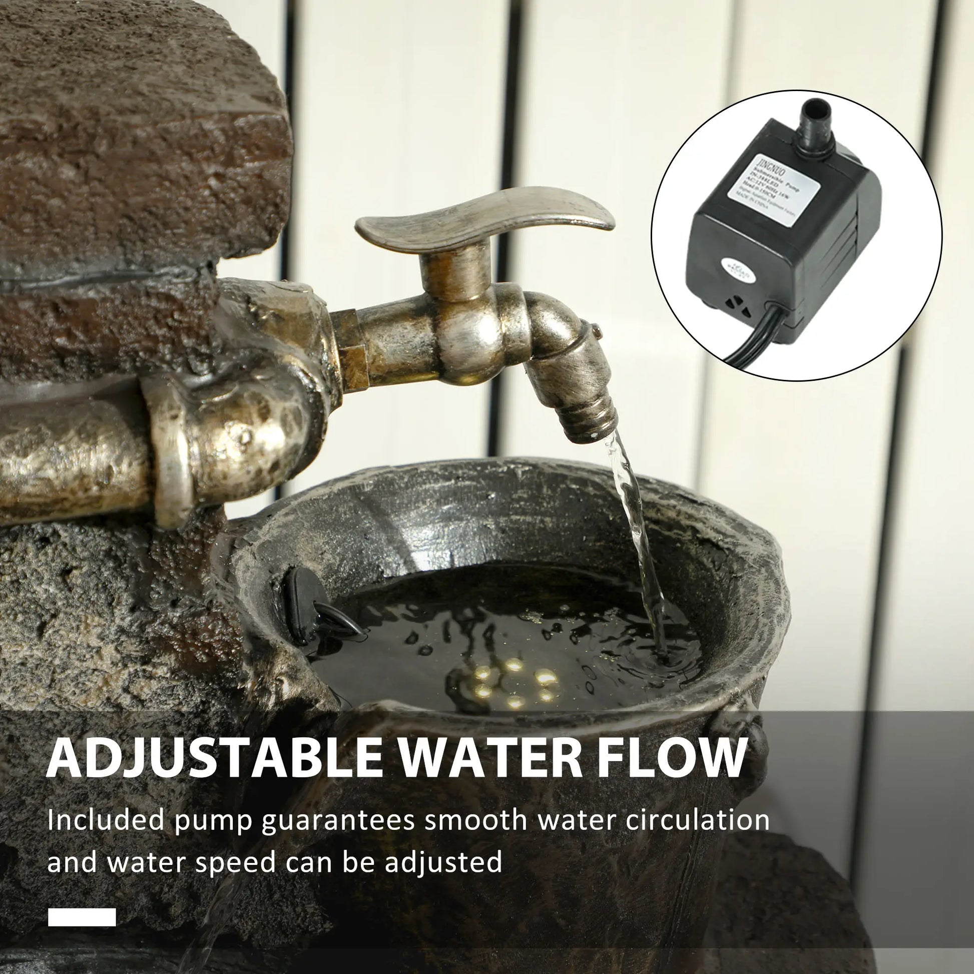 5-Tiered Outdoor Water Fountain with LED Lights, Adjustable Flow, 39.4-inch Water Fountains at Gallery Canada