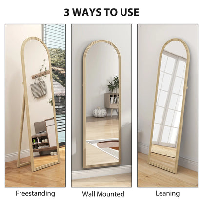 64" x 21" Full Length Mirror, Arched Faux Stone Frame, Beige Full Length Mirrors at Gallery Canada