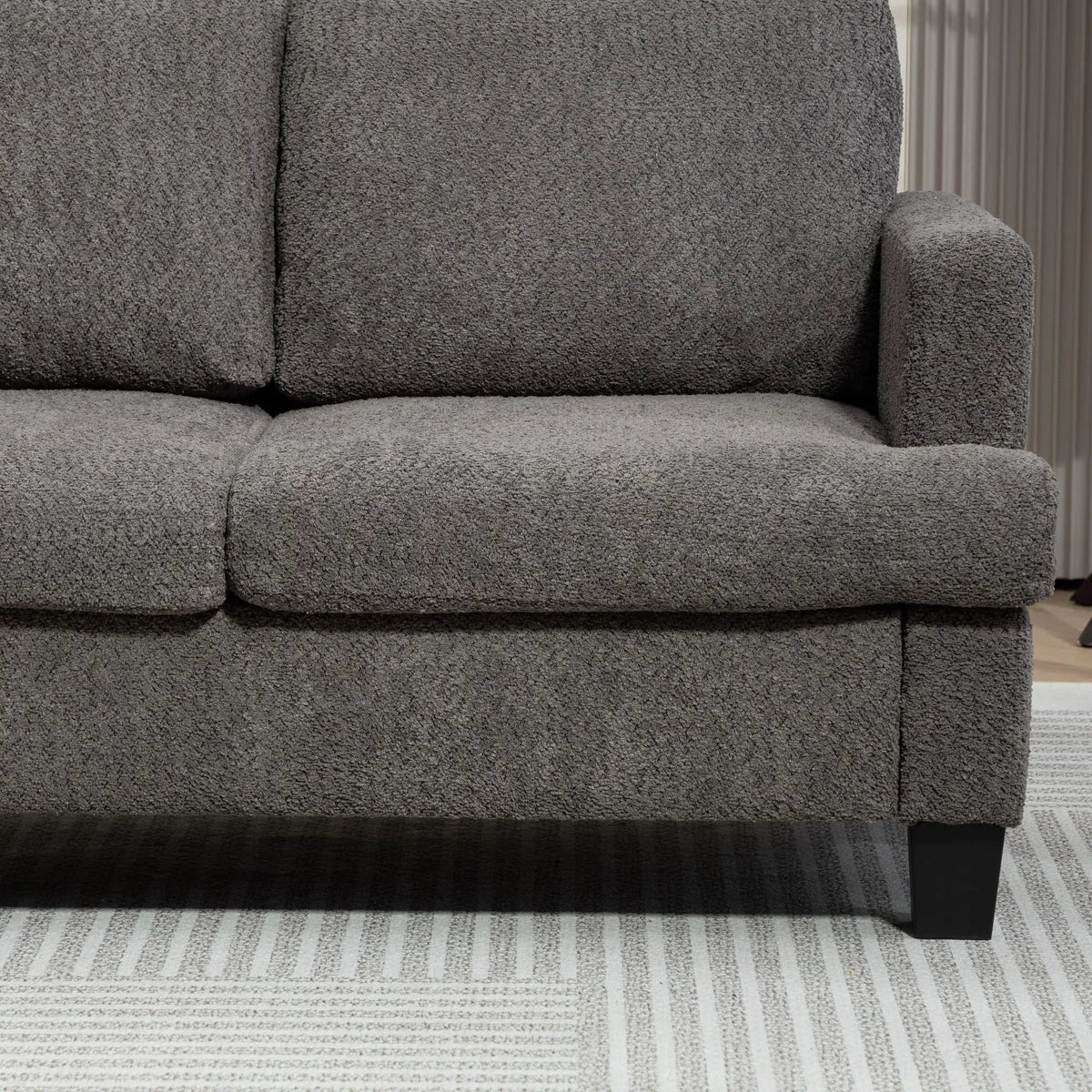 54.3" Loveseat Sofa, 2 Seater, Removable Cushions, Solid Wood Frame, Dark Grey 2-Seater Sofas at Gallery Canada