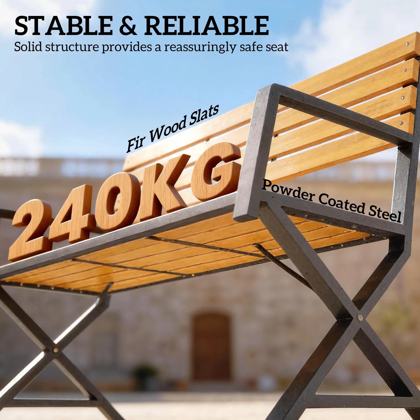 Outdoor Garden Bench With Backrest, Armrests, 2-Person Patio Seating Outdoor Benches at Gallery Canada