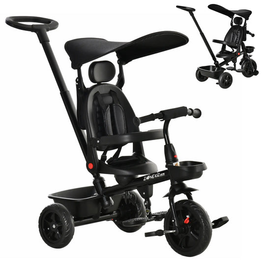 Toddler Tricycle, 4 In 1 Kids Trike, Adjustable Seat, Black Tricycles for Kids Black at Gallery Canada