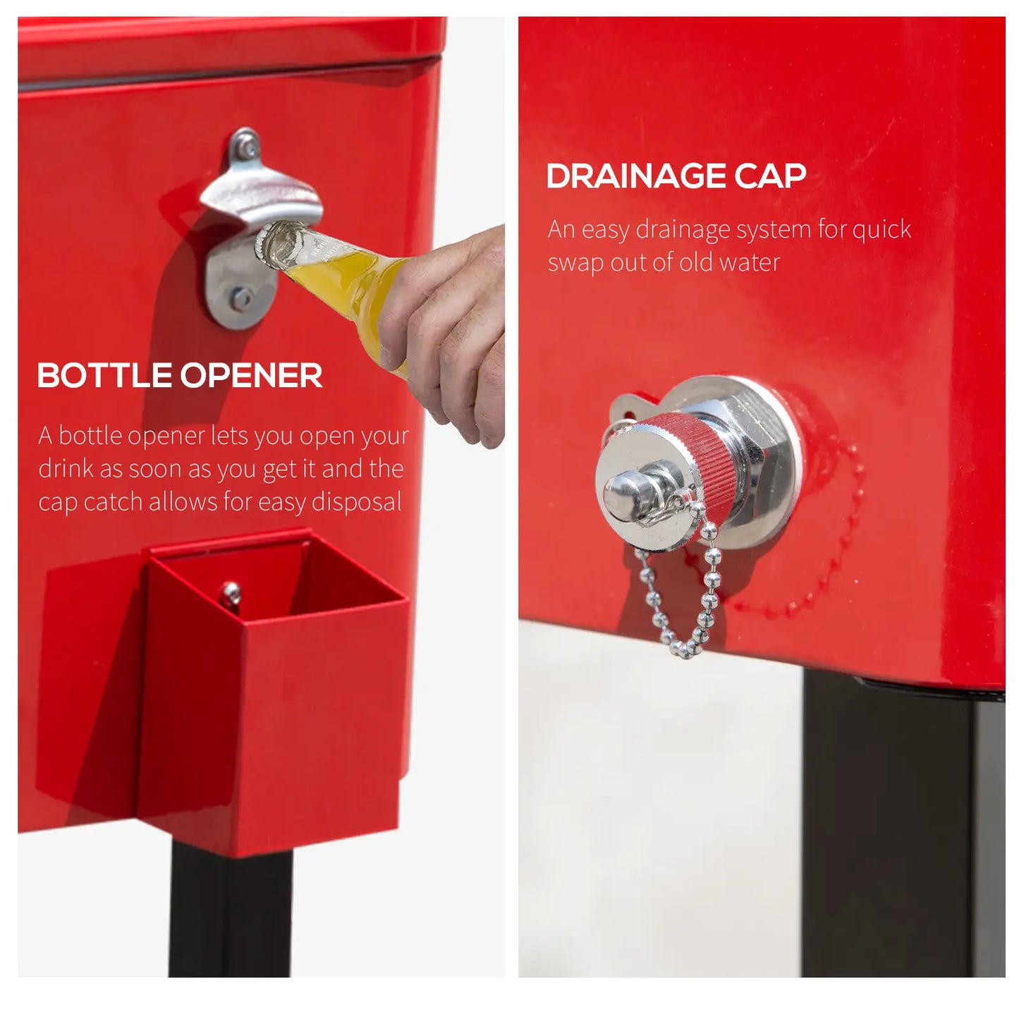 80 Quart Rolling Cooler Cart, Portable Ice Bin, Outdoor Party, Red Cooler Boxes at Gallery Canada