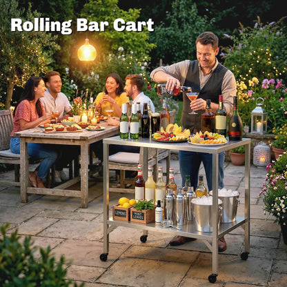 Outdoor Grill Cart, Stainless Steel Tabletop, Pizza Oven Stand, Lockable Wheels Outdoor Grill Carts at Gallery Canada