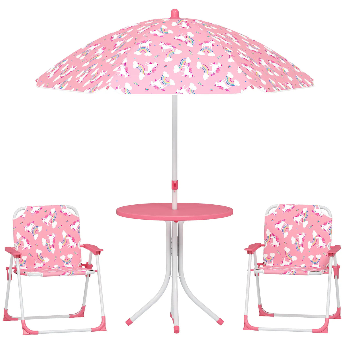 Kids Picnic Table Set, 2 Folding Chairs, Umbrella, Pink Kids Outdoor Furniture at Gallery Canada