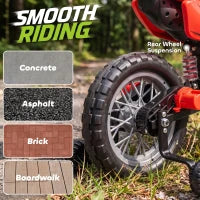 Moto électrique pour enfants 12V, à conduire, roues d'entraînement, rouge