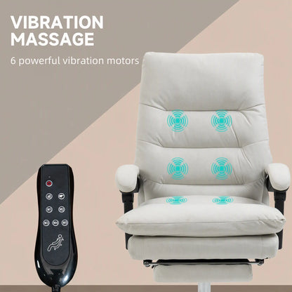 Executive Office Chair with Massage and Heat, Reclining Computer Chair with Footrest, Cream White Massage Chairs at Gallery Canada
