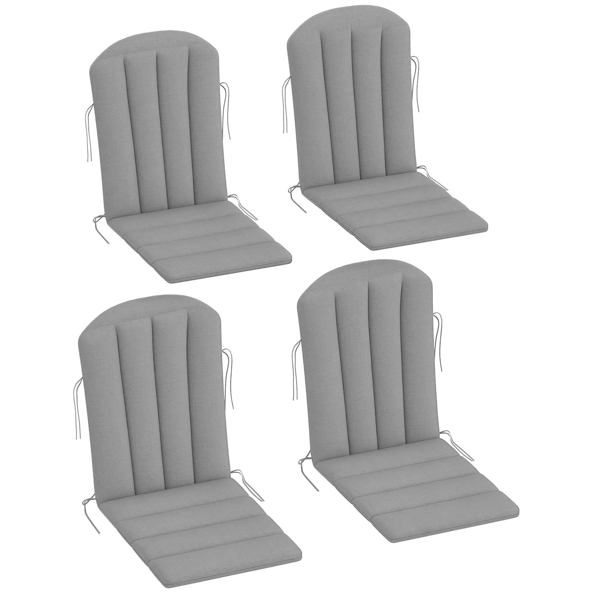 Set Of 4 Patio Chair Cushions, High Back Adirondack, High-Density Foam, Grey Patio Chair Cushions at Gallery Canada