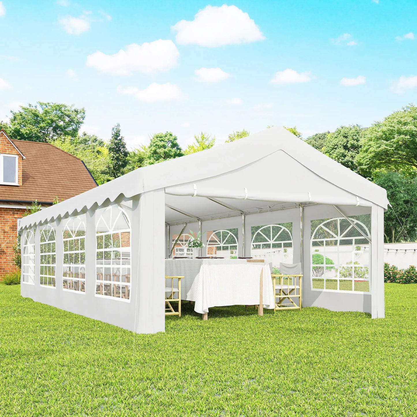 13'x26' Heavy Duty Party Tent, Portable Garage Canopy, White Canopy Tents at Gallery Canada