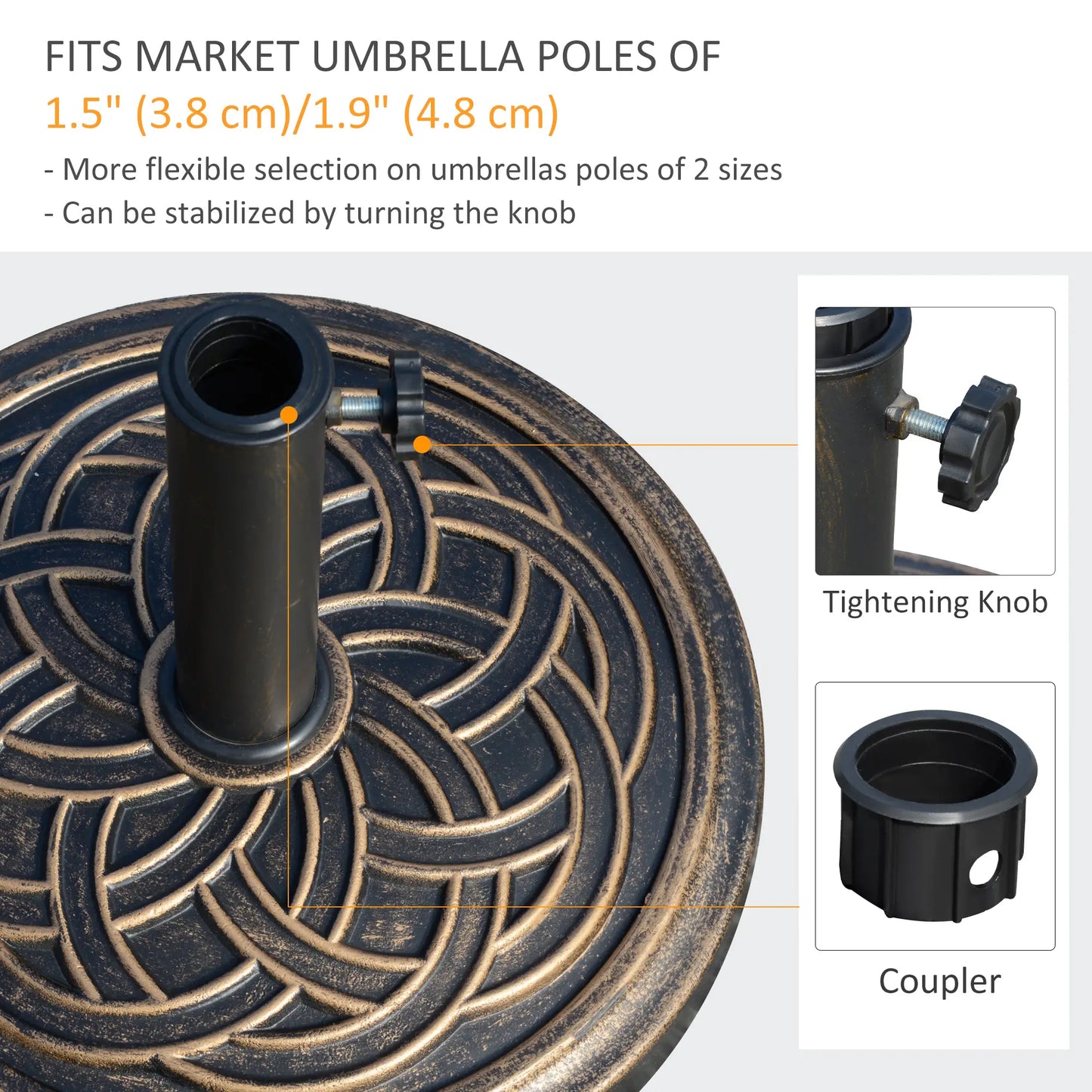 25 lb Heavy Duty Patio Umbrella Base, Round Stand, Outdoor, Bronze Umbrella Bases at Gallery Canada