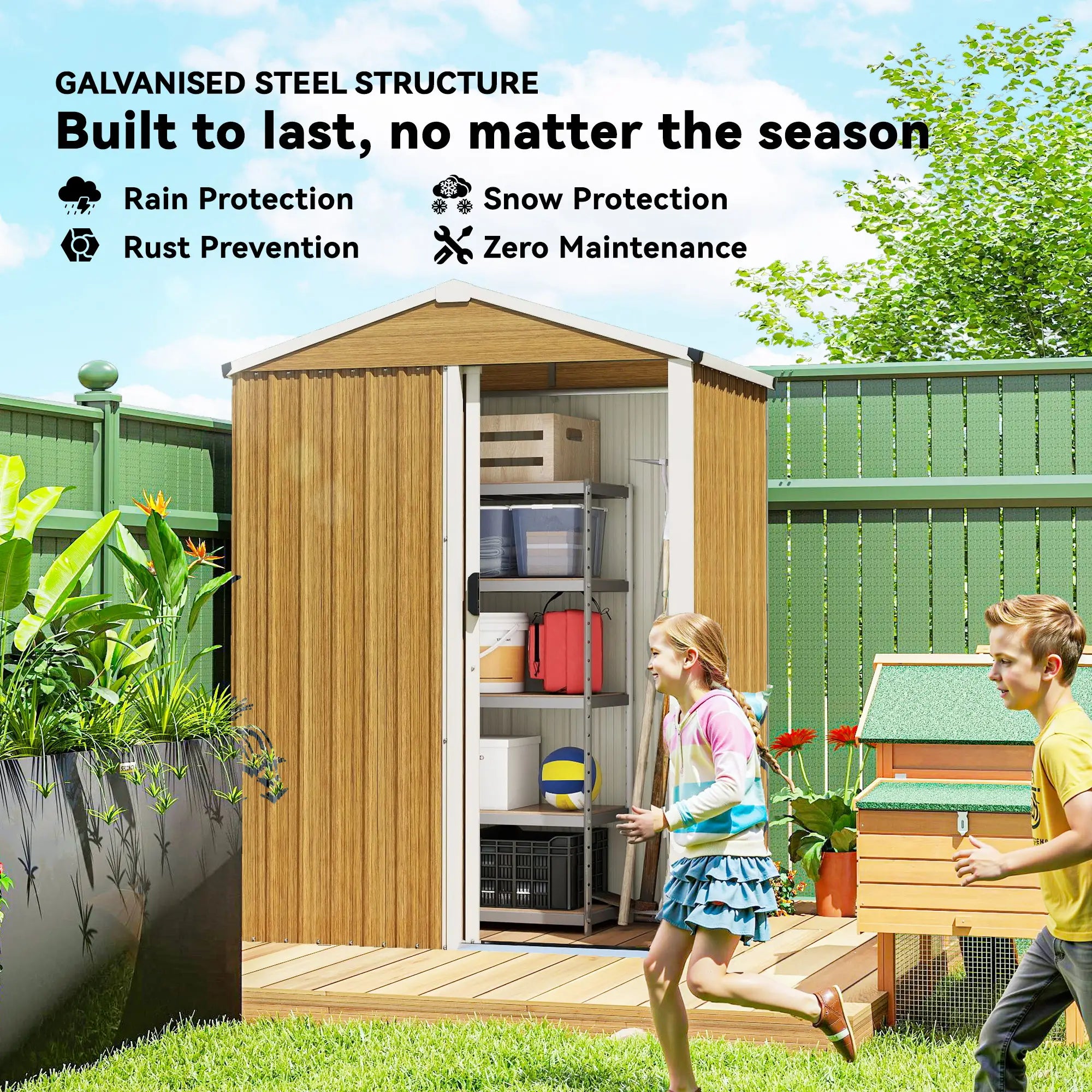 4.5 x 3ft Metal Garden Shed, Waterproof Outdoor Storage, Lockable Door Sheds at Gallery Canada