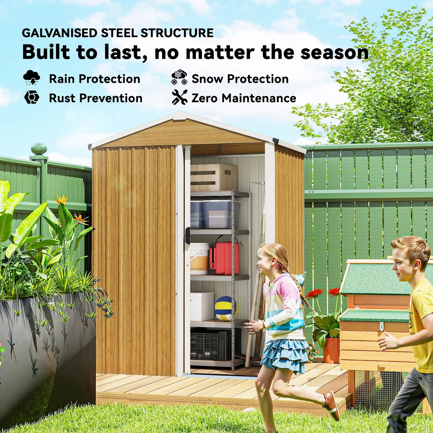 4.5 x 3ft Metal Garden Shed, Waterproof Outdoor Storage, Lockable Door Sheds at Gallery Canada