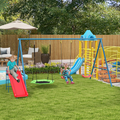 Metal Swing Set, 3 In 1 Design, Nest Swing, 2 Seats, Slide, 352 Lbs, Ages 3-8 Gym Sets & Swings at Gallery Canada