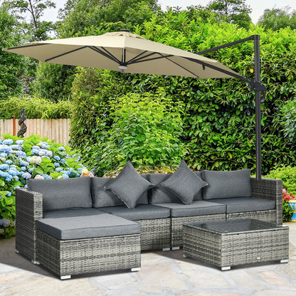 6-Piece Outdoor PE Rattan Sofa Set, Thick Cushions, Glass Top Table, Mixed, Grey Patio Furniture Sets at Gallery Canada