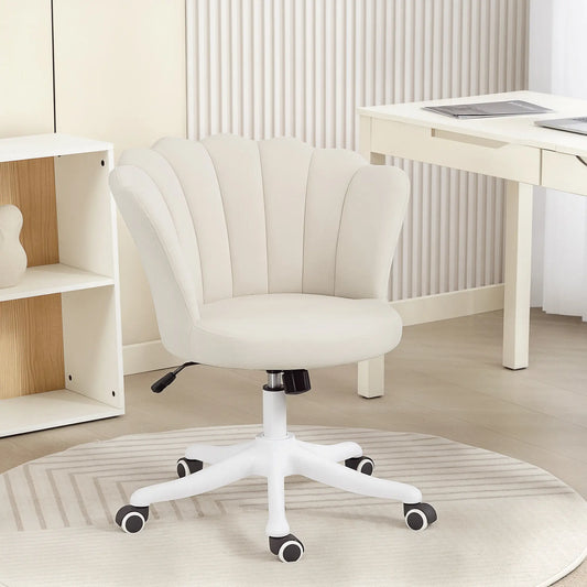 Armless Swivel Desk Chair, Adjustable Height, Cream Task Chairs Cream, White at Gallery Canada