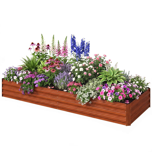 95x36x12 Galvanized Raised Garden Bed, Brown