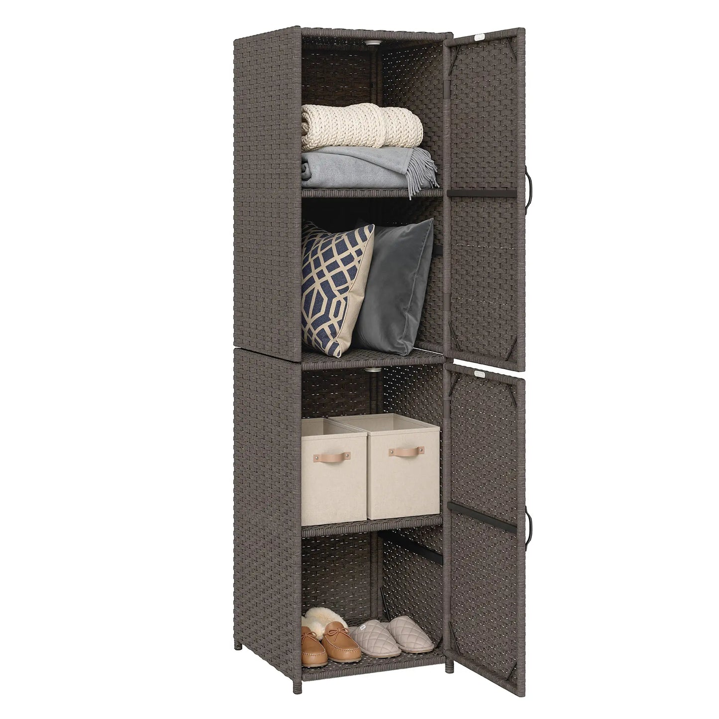Wicker Outdoor Storage Cabinet, 4 Shelf Patio, Brown Patio Storage Boxes at Gallery Canada