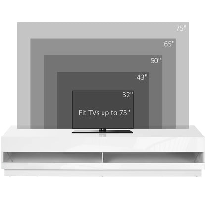 Lighted TV Stand for 75" TVs, Storage Cabinet, High Gloss, White TV Stands at Gallery Canada