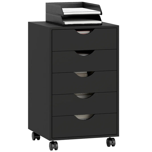 5 Drawer File Cabinet on Wheels, 15.7" x 15.7" x 26.4", Black Office Cabinets & Cupboards Black at Gallery Canada