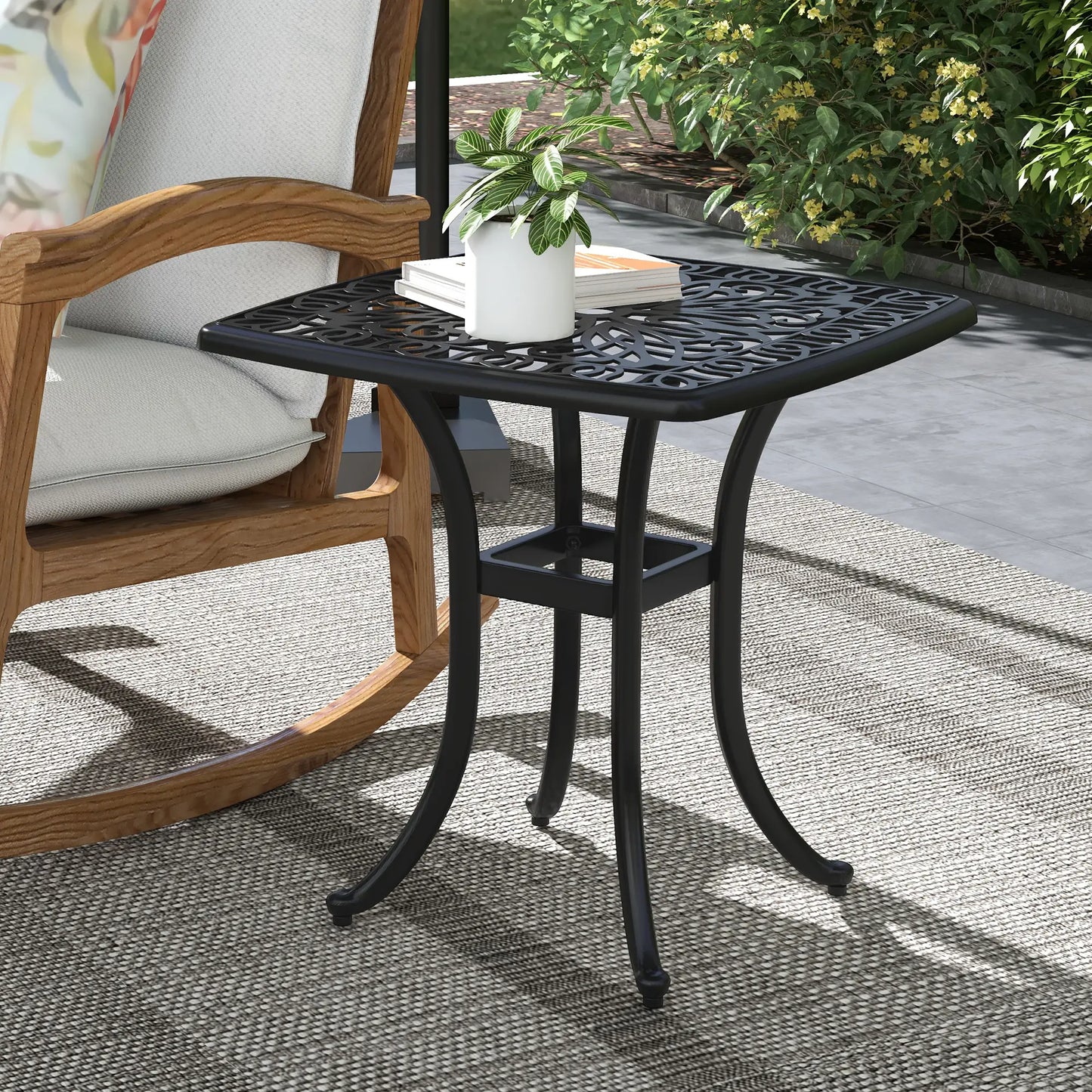 21" Square Outdoor End Table, Cast Aluminum Patio Side Table, Black Patio Side Tables at Gallery Canada