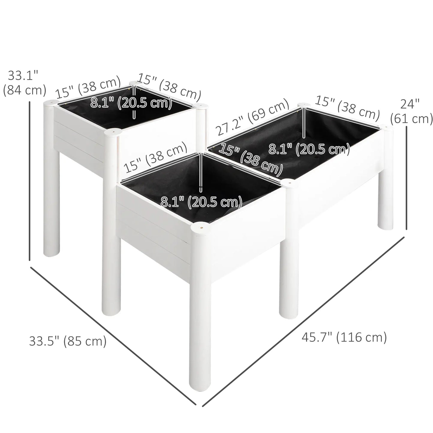 46'' x 34'' x 33'' Elevated Planter Box, DIY Wooden Raised Garden Bed with Liner Elevated Garden Beds at Gallery Canada