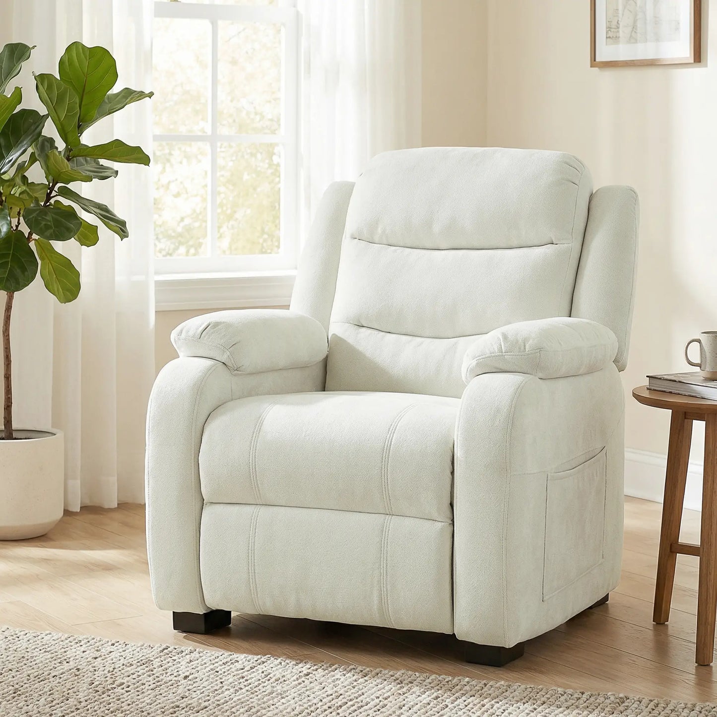 Massage Recliner Chair, Power Recliner, Remote, Pockets, 2 Memory Positions, Beige Single Sofas at Gallery Canada