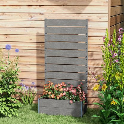 Raised Garden Bed With Trellis, Elevated Planter Box, 28" x 15" x 59", Dark Grey Wooden Planter Boxes at Gallery Canada