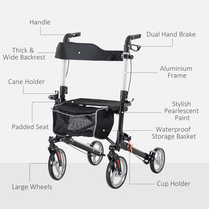 Lightweight Folding Walker, Large Seat, Adjustable Handle, Black Knee Walker & Wheelchair Ramps at Gallery Canada