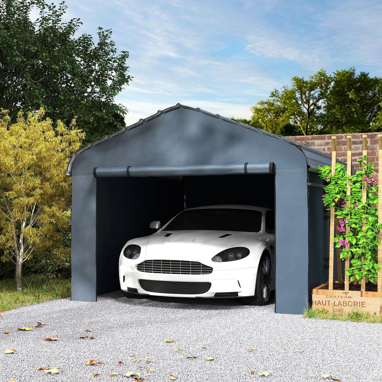 10' x 15' Metal Carport, Heavy Duty Garage Shelter, Dark Grey Car Shelters at Gallery Canada